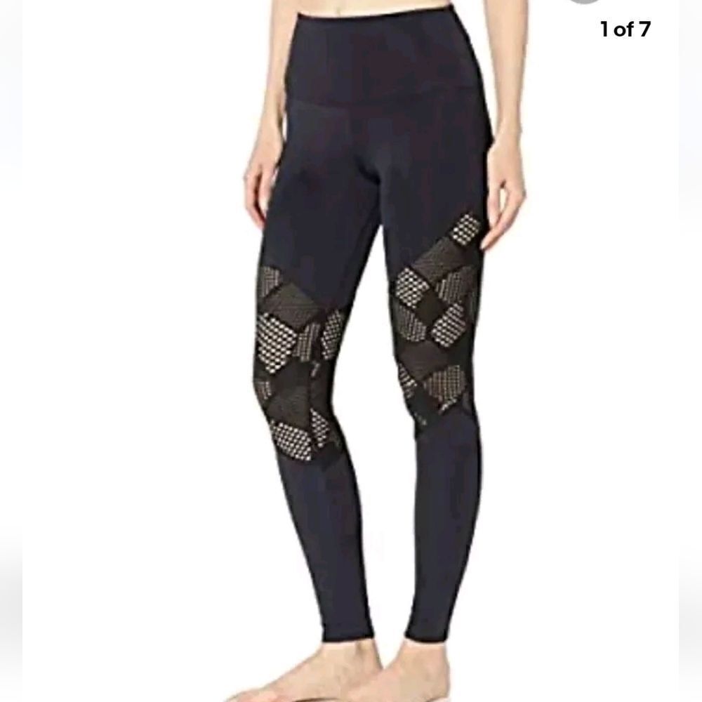 Onzie Flow Yoga Black Leggings Honeycomb Lace Size XS